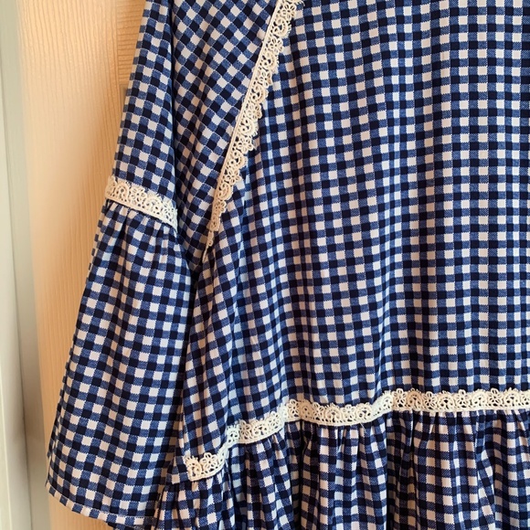 Gingham Print Embroidered Smock Dress - Picture 6 of 10